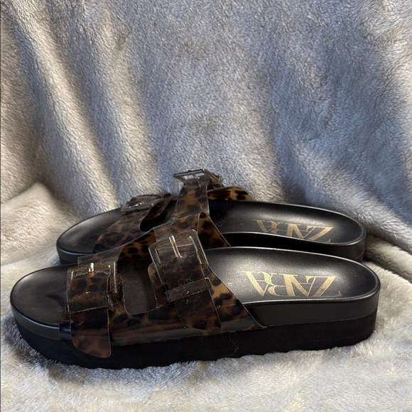 Zara Women's Brown Leopard Sandals New - Picture 5 of 8